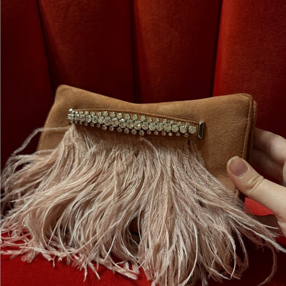 Jimmy Choo Venus Ostrich Feather Suede Clutch - Picture 9 of 11